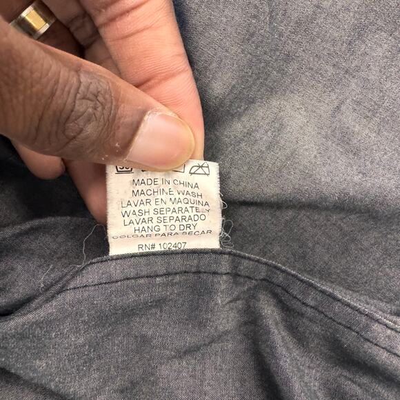 Roar Gray Striped Mens XL Contrast Stitch‎ Long Sleeve Button Shirt Mallgoth Y2K - Picture 4 of 8